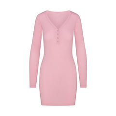 WOOL RIB HENLEY DRESS | HALITE