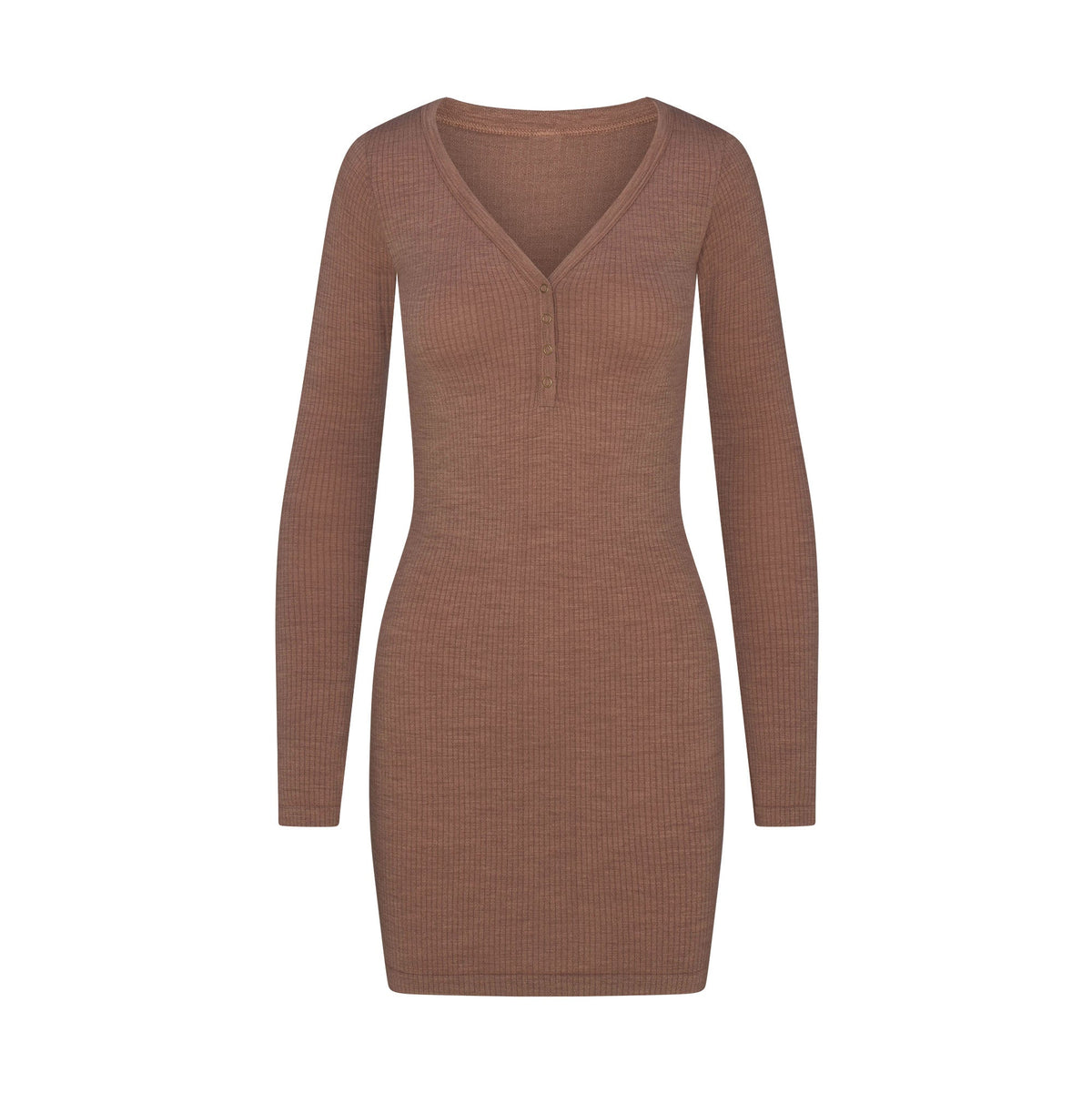 WOOL RIB HENLEY DRESS | SIENNA