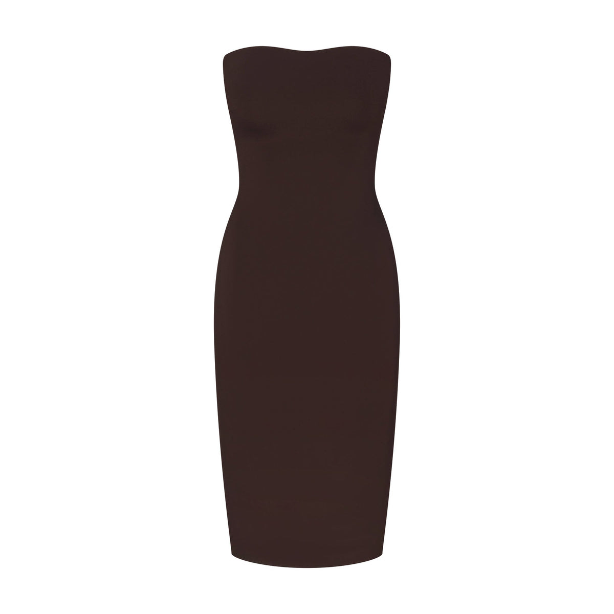 THE ESSENTIAL COLLECTION STRAPLESS MIDI DRESS | ESPRESSO