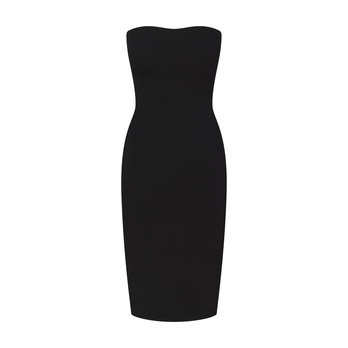 THE ESSENTIAL COLLECTION STRAPLESS MIDI DRESS | OBSIDIAN