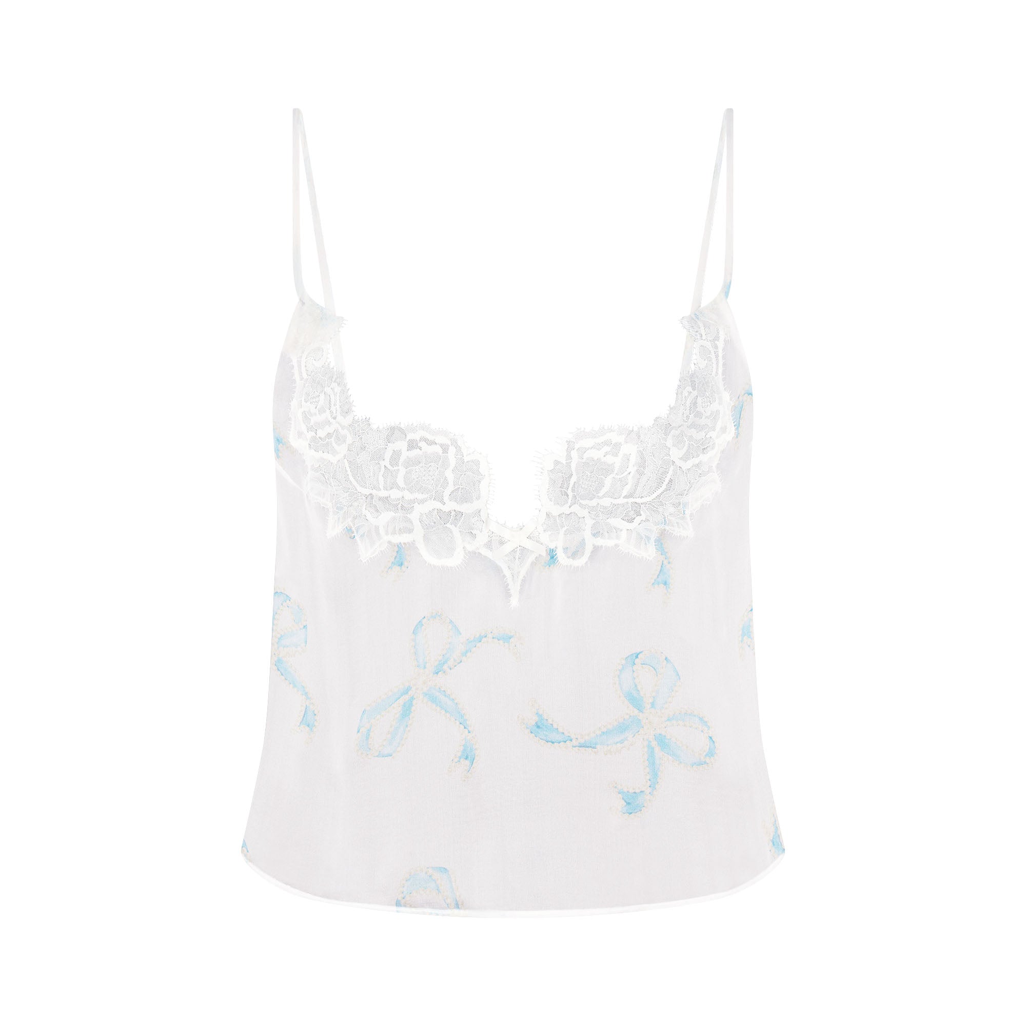 SKIMS ROMANCE CAMI AND SHORT SET | IVORY PEARL BOWS PRINT