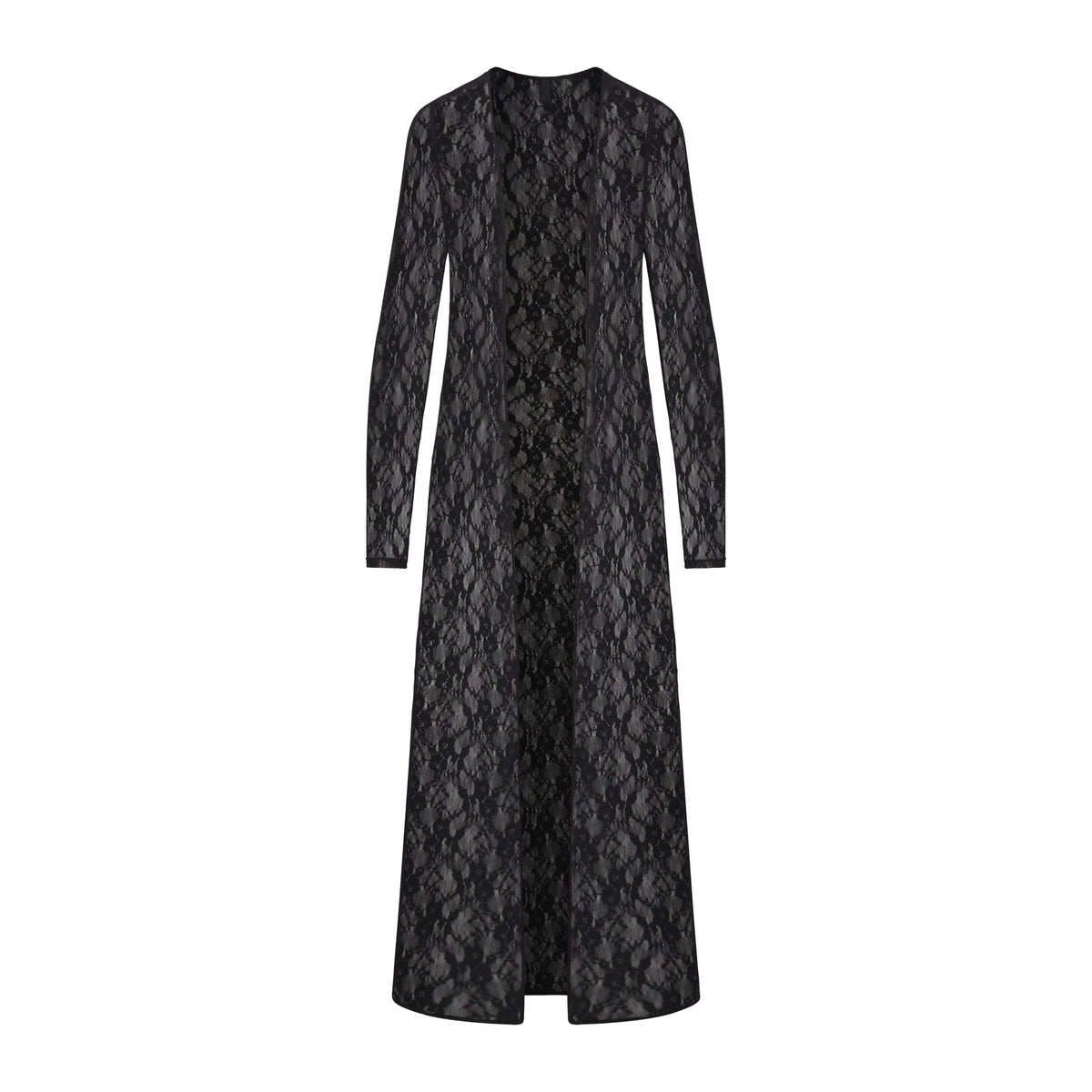 STRETCH LACE LONG ROBE | SOOT