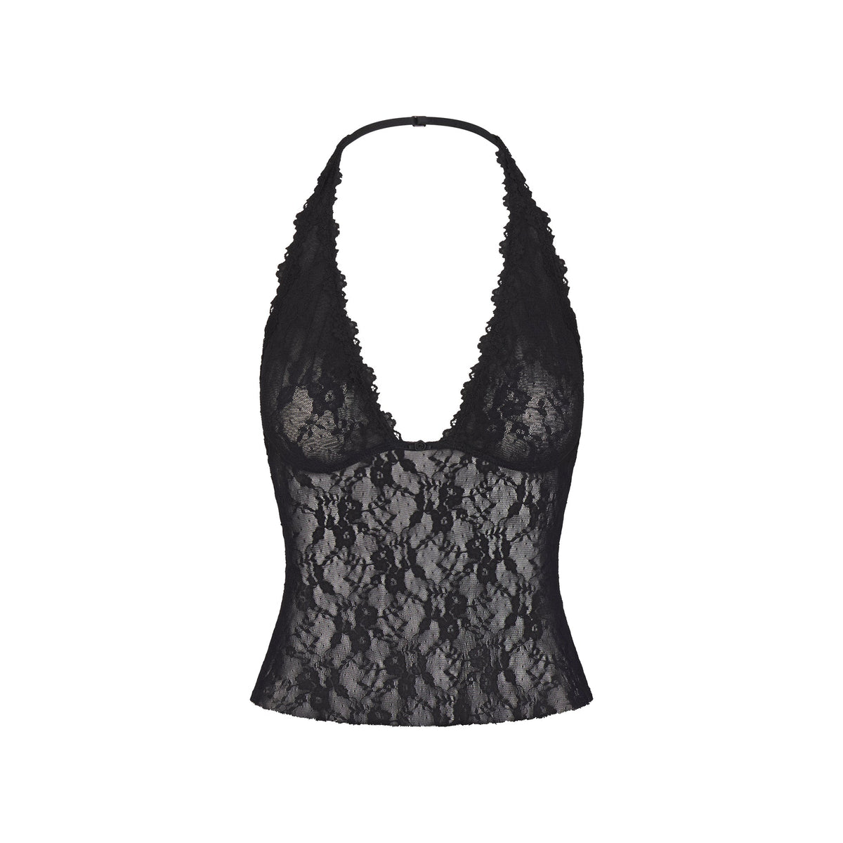 STRETCH LACE HALTER TOP | SOOT