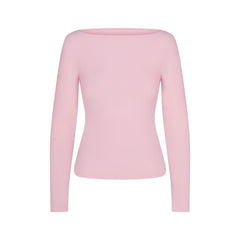 COTTON JERSEY LONG SLEEVE BOATNECK TOP | CHERRY BLOSSOM