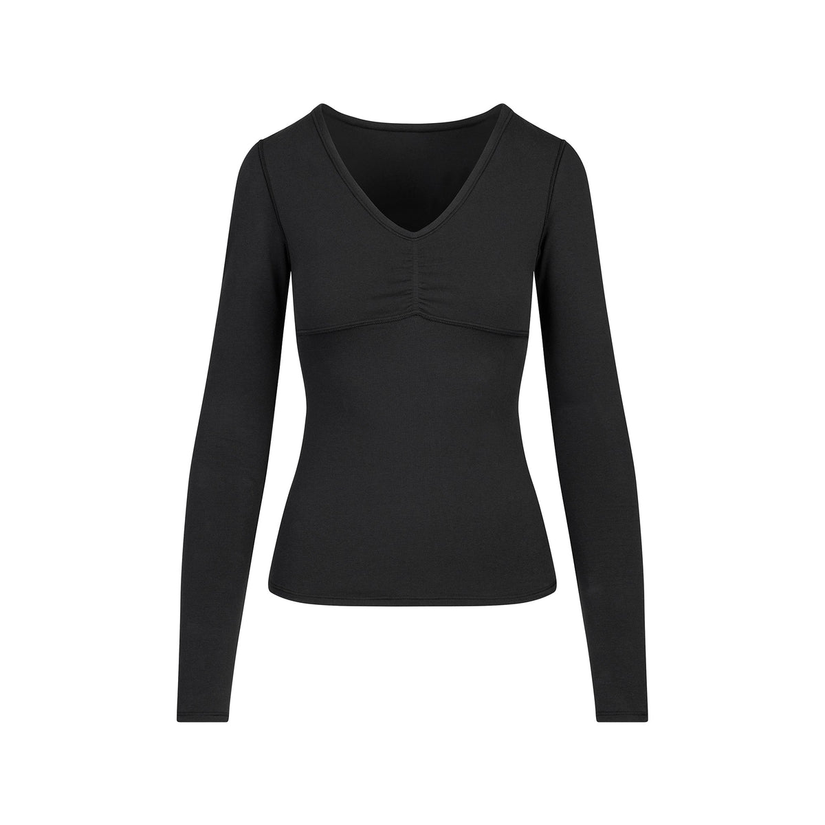 COTTON JERSEY SHIRRED BUST LONG SLEEVE | SOOT