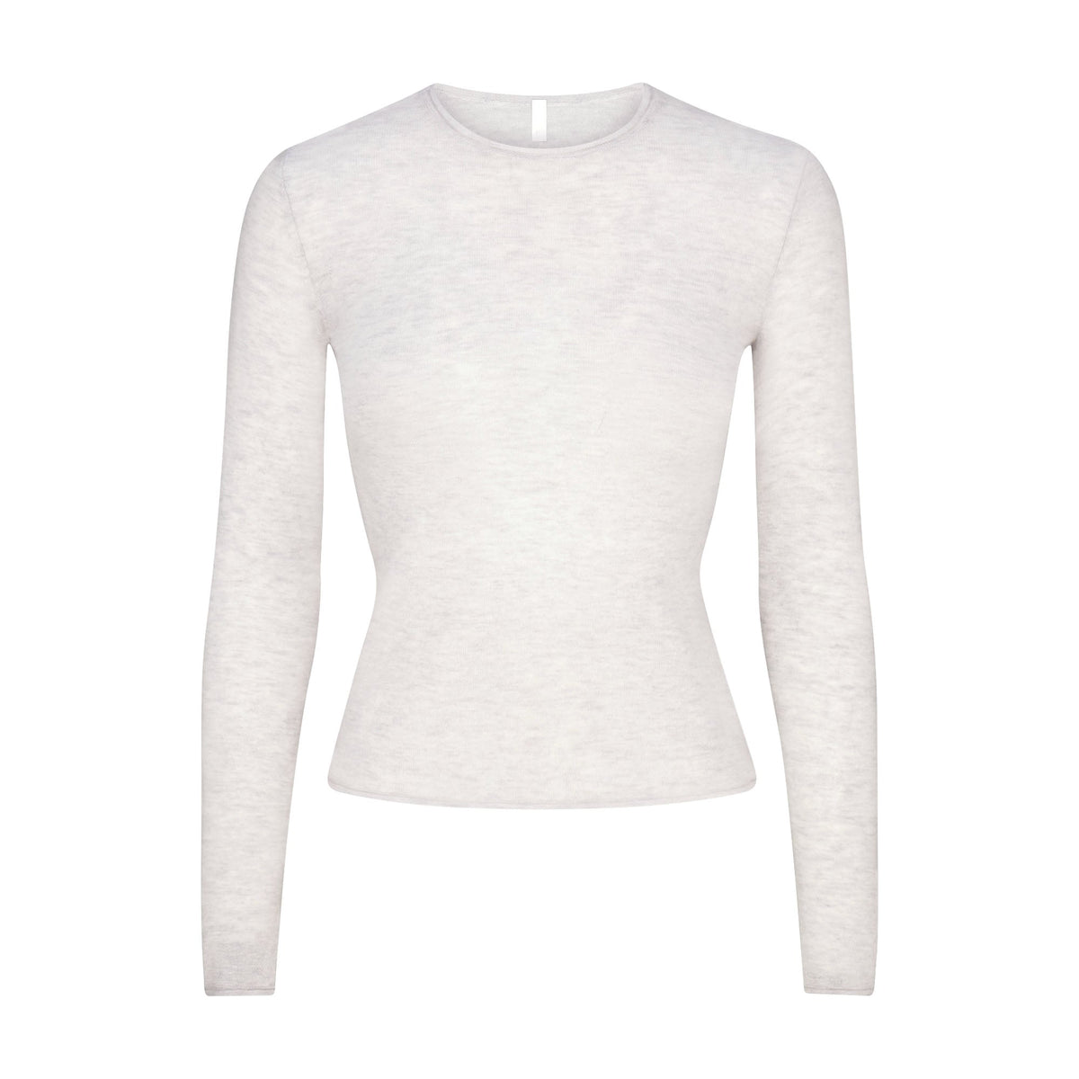 FEATHERWEIGHT CASHMERE LONG SLEEVE TOP | LIGHT HEATHER GREY