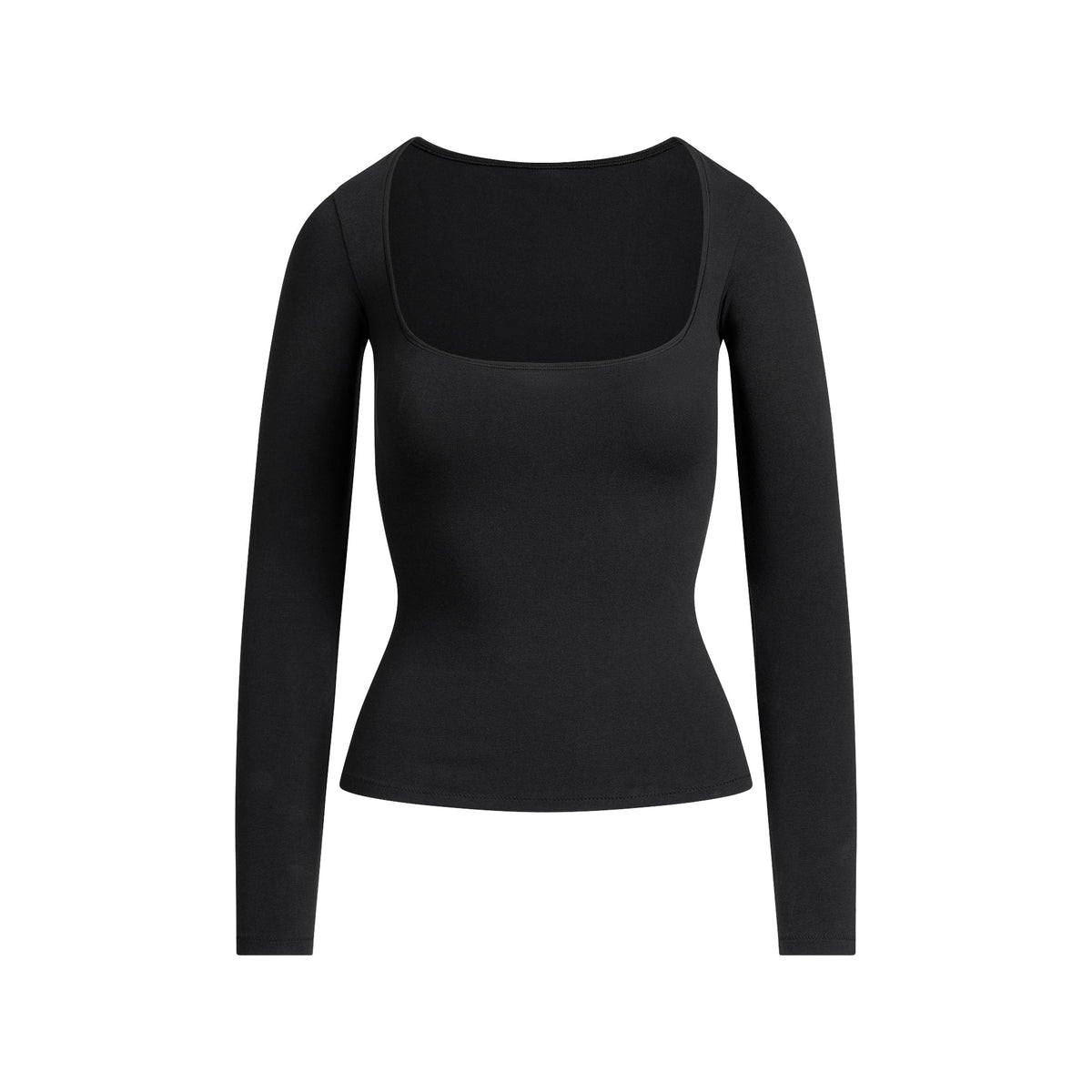 COTTON JERSEY SCOOP NECK LONG SLEEVE TOP | SOOT