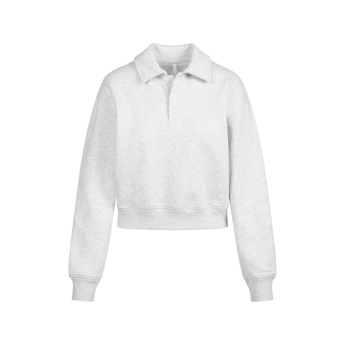 COTTON FLEECE POLO SWEATSHIRT | LIGHT HEATHER GREY