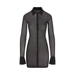 SLINKY KNIT BUTTON DOWN MINI DRESS | OBSIDIAN