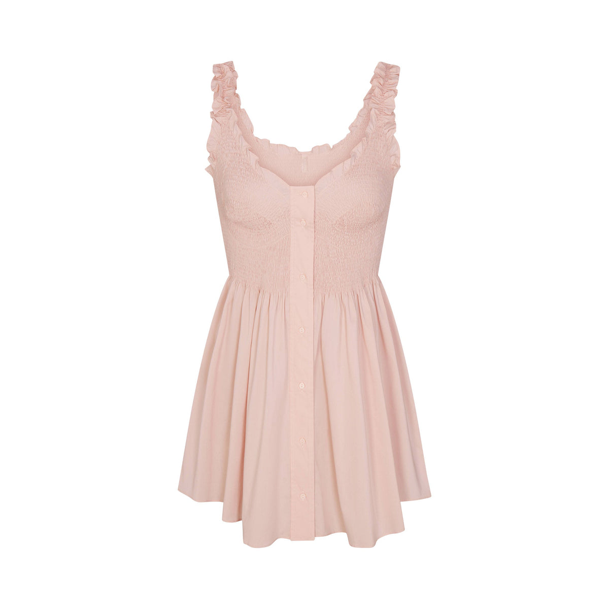 POPLIN APPAREL MINI SMOCKED DRESS | DUSTY PINK