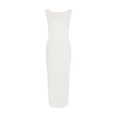 SMOOTH LAYERS CUT OUT LONG DRESS | EGRET