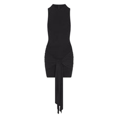 CUPRO JERSEY WRAP MINI DRESS | OBSIDIAN