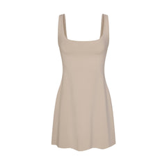 COTTON JERSEY MINI DRESS | STONE