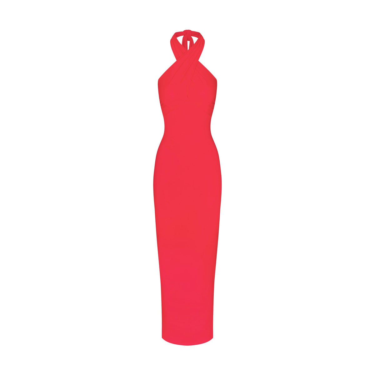 SMOOTH LAYERS CONVERTIBLE LONG DRESS | CARMINE