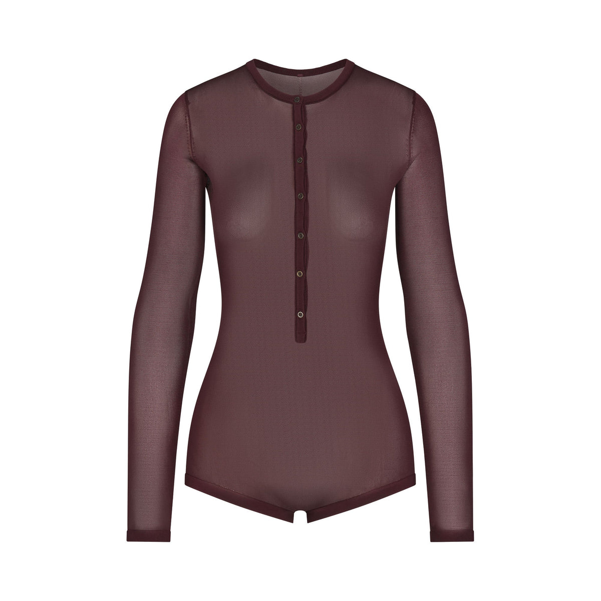 SLINKY KNIT BUTTON UP HENLEY ONESIE | CURRANT