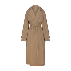 WOVEN COTTON OVERSIZED TRENCH COAT | DESERT