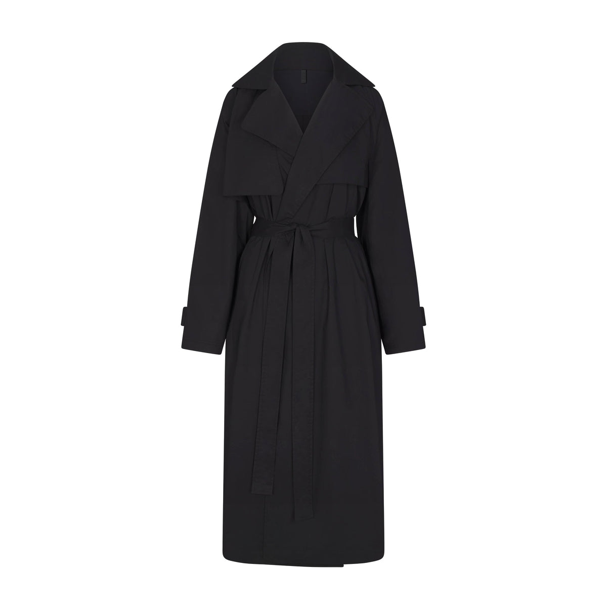 WOVEN COTTON OVERSIZED TRENCH COAT | ONYX