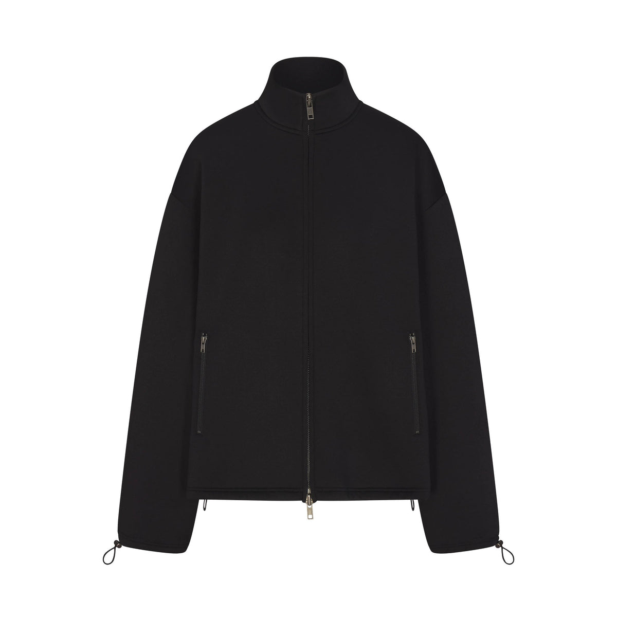 NEOPRENE OUTERWEAR OVERSIZED MOCK NECK JACKET | OBSIDIAN