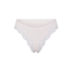 FITS EVERYBODY LACE TANGA | SLATE PIN DOT PRINT