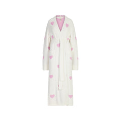 COZY KNIT UNISEX ROBE | IVORY SPACED HEARTS