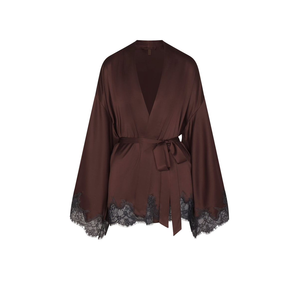 SILK LACE ROBE | ESPRESSO CONTRAST