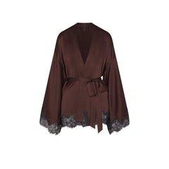 SILK LACE ROBE | ESPRESSO CONTRAST