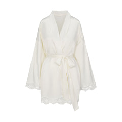 WOVEN SHINE LACE ROBE | IVORY