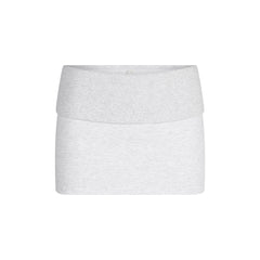 COTTON FLEECE FOLDOVER MINI SKIRT | LIGHT HEATHER GREY