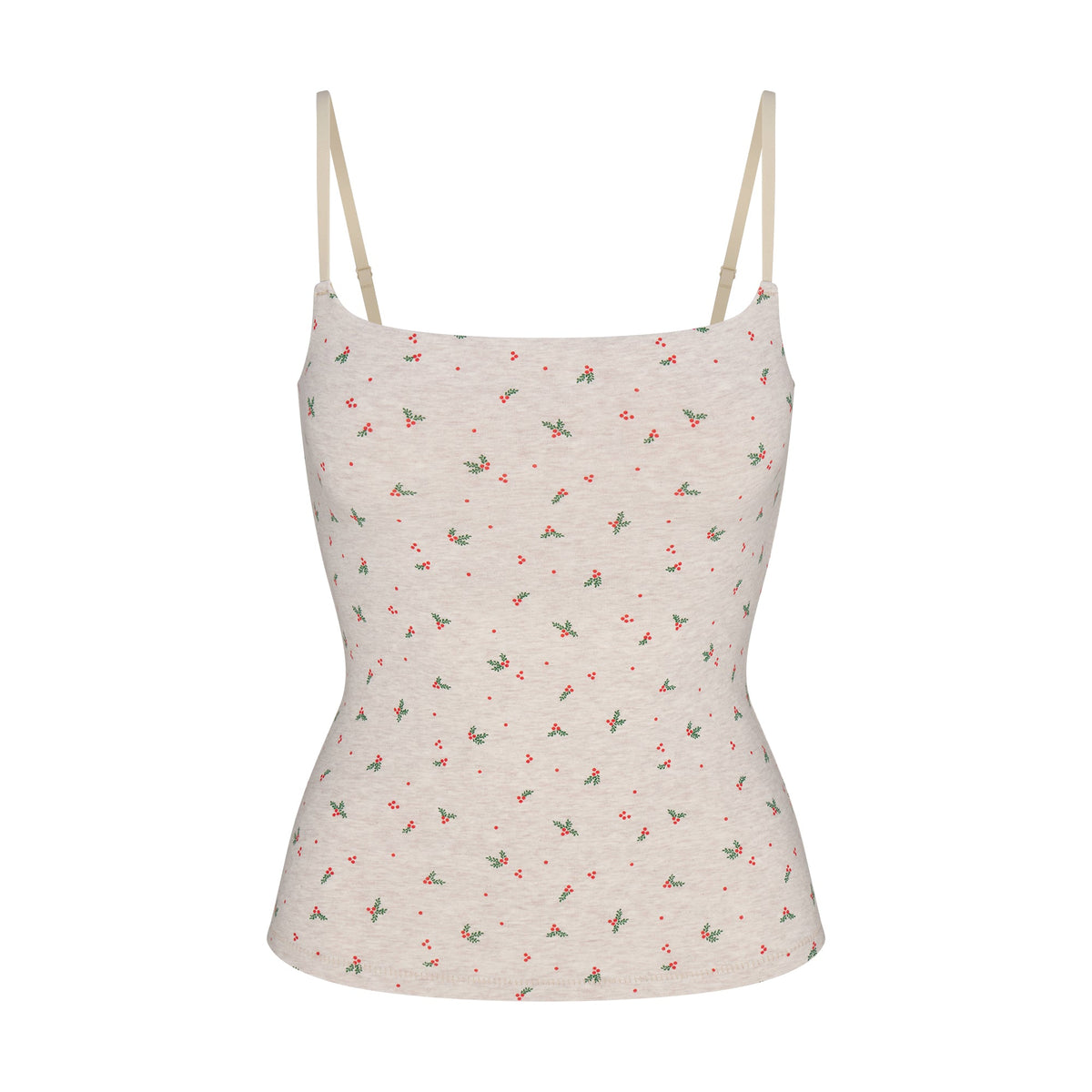COTTON JERSEY CAMI | OATMEAL HEATHER HOLLY PRINT