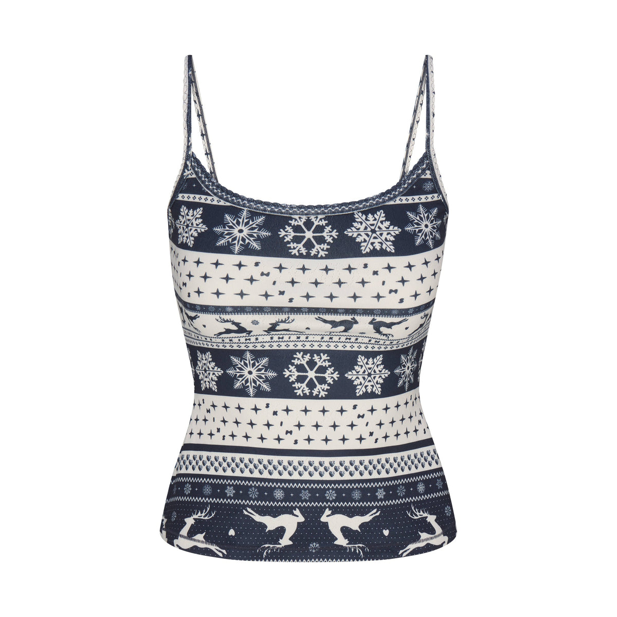 LOGO PLUSH POINTELLE CAMI | NAVY DEER FAIR ISLE