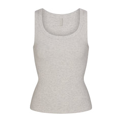 COTTON RIB SCOOP NECK TANK | LIGHT HEATHER GREY