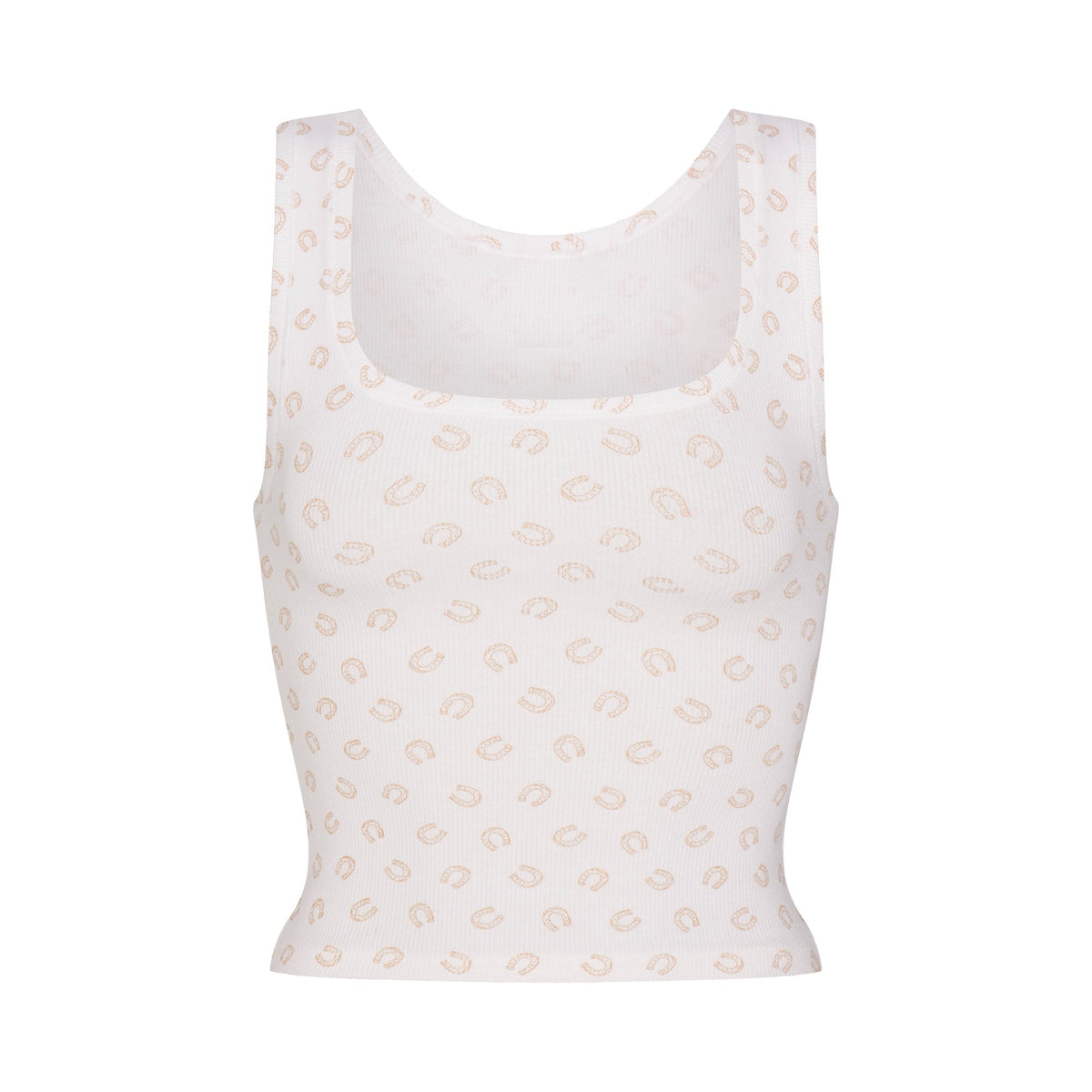 COTTON RIB TANK | OCHRE HORSESHOE PRINT