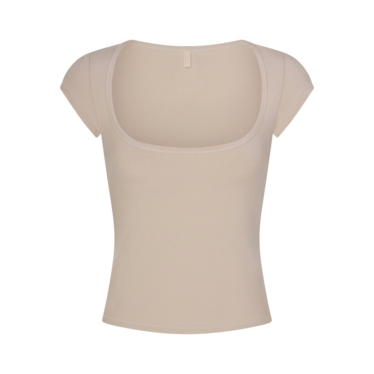 COTTON JERSEY SCOOP NECK T-SHIRT | STONE
