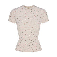COTTON JERSEY T-SHIRT | OATMEAL HEATHER HOLLY PRINT