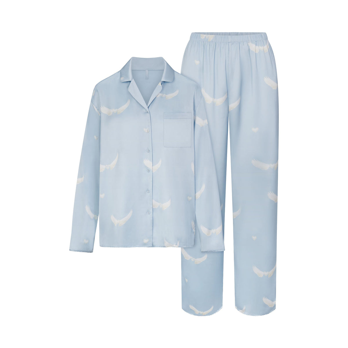 WOVEN SHINE LONG SLEEP SET | AERO WING HEARTS PRINT