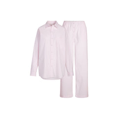 COTTON POPLIN OVERSIZED SLEEP SET | CHERRY BLOSSOM STRIPE