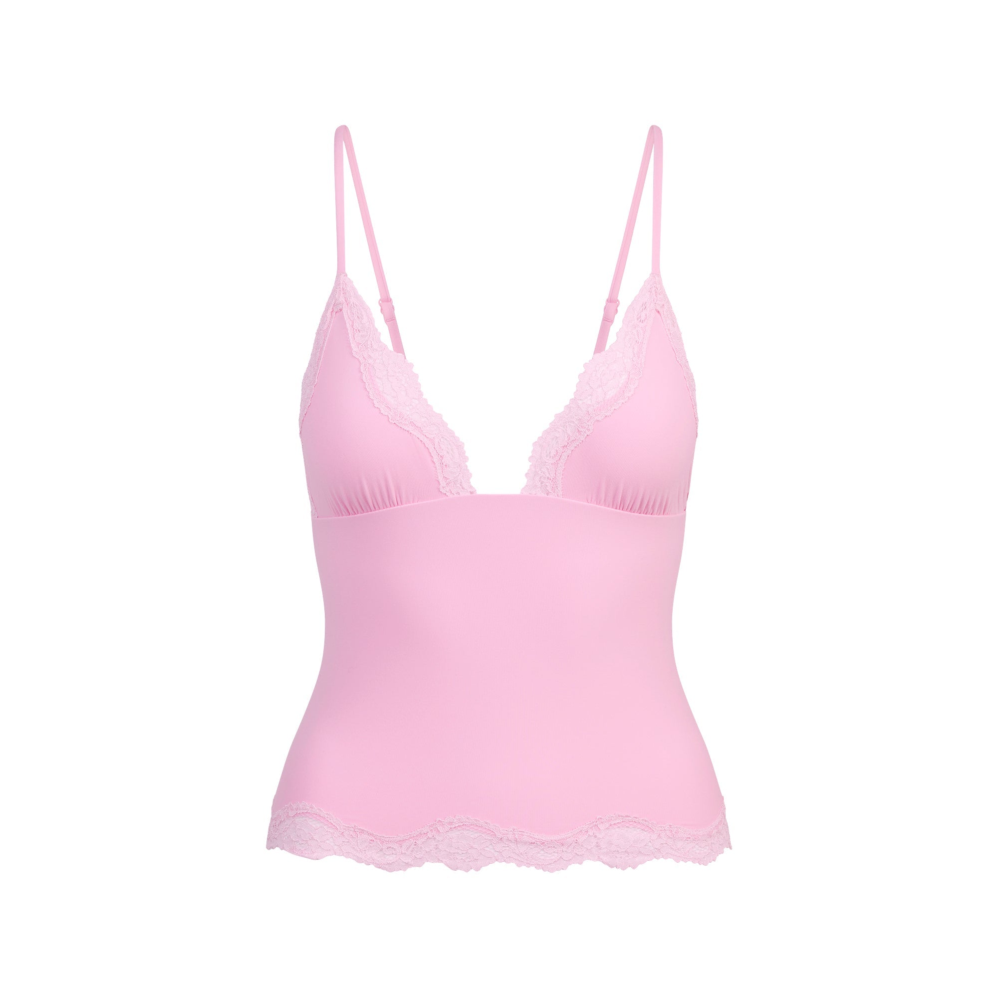 FITS EVERYBODY LACE TRIANGLE CAMI AND BOY SHORT SET | BUBBLE GUM TONAL