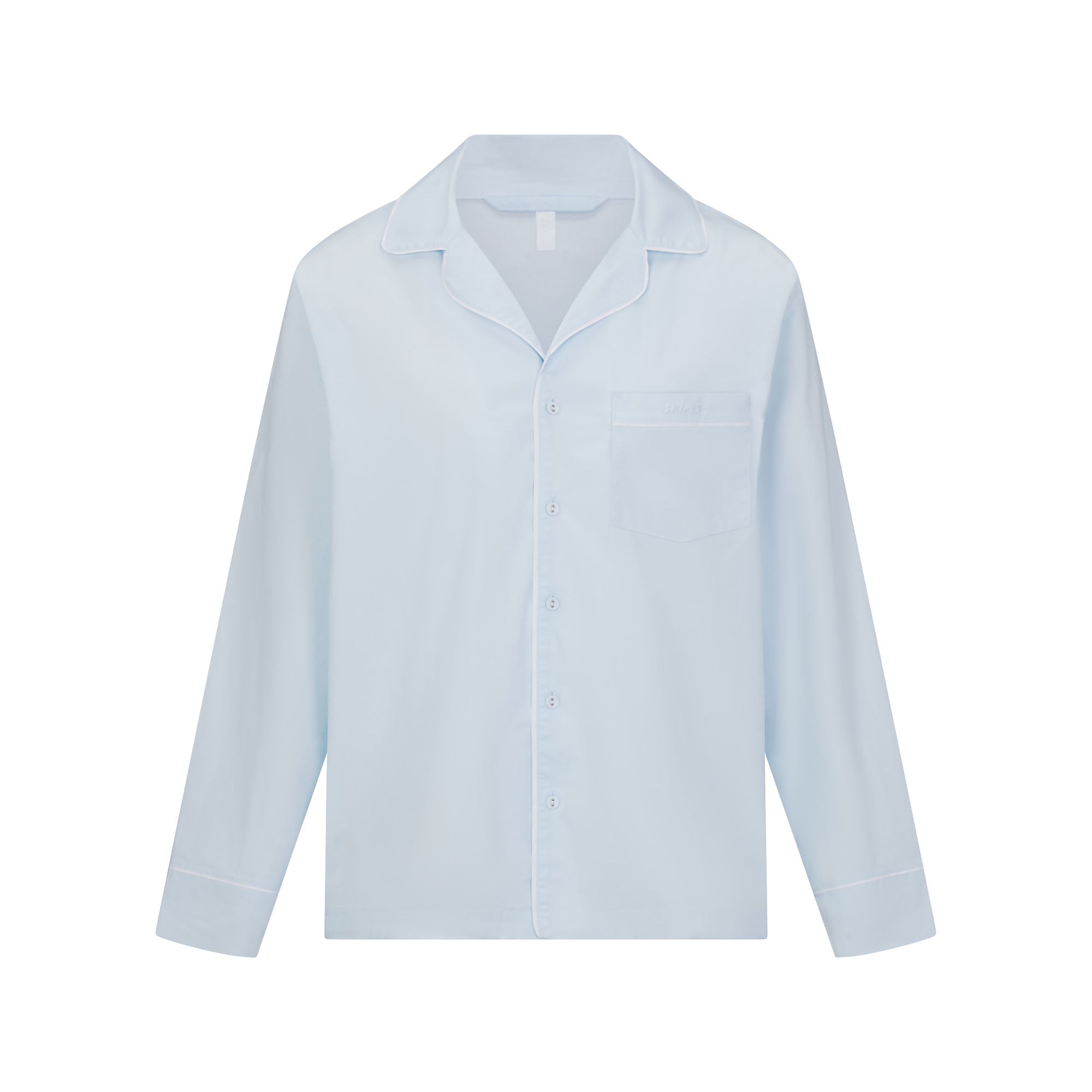 COTTON POPLIN SLEEP LONG SLEEVE AND BOXER SET | BABY BLUE CONTRAST