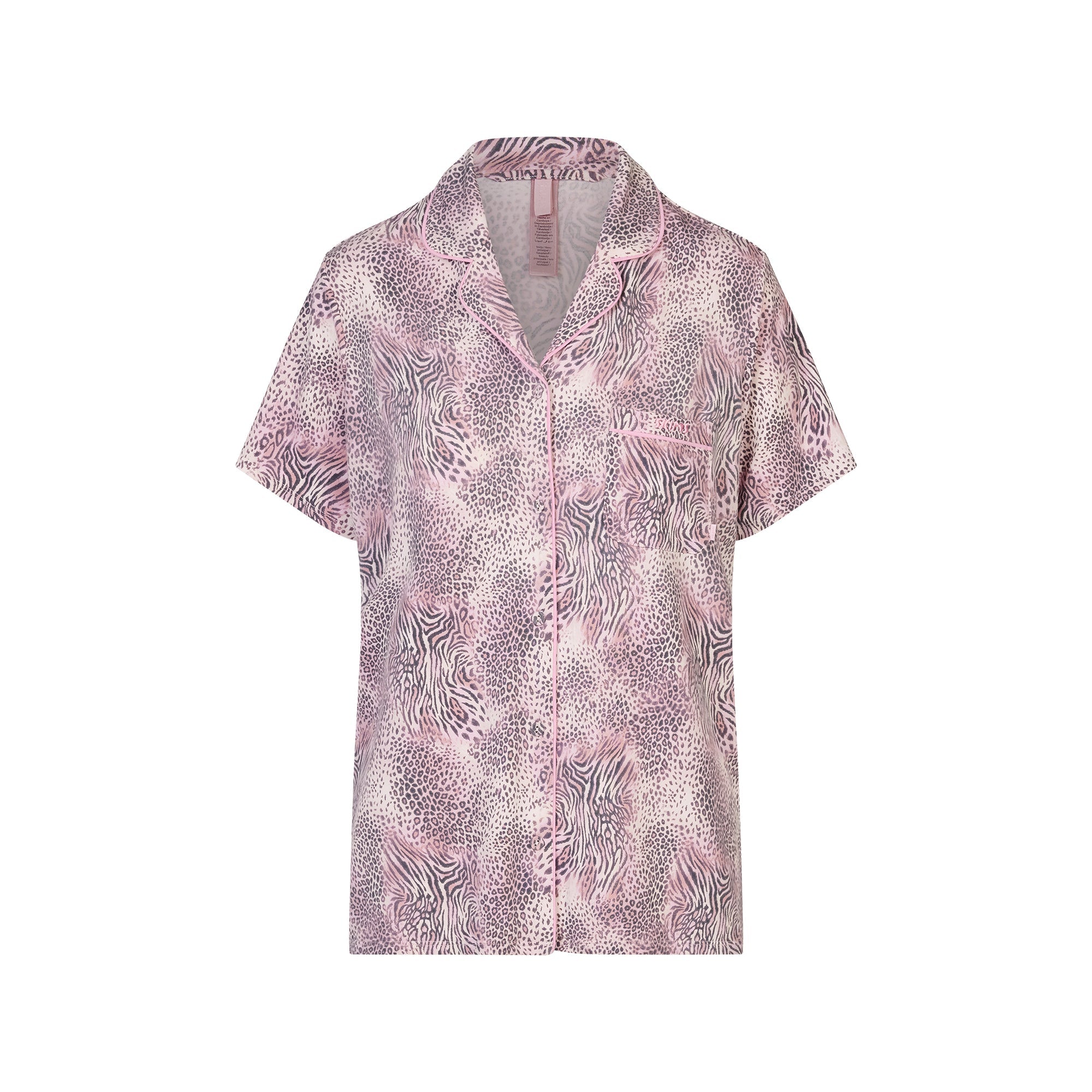 SKIMS SLEEP SHORT SLEEVE BUTTON UP SET | BLOOM MINI MULTI ANIMAL