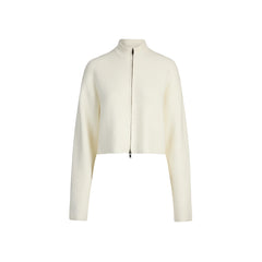 SWEATER KNITS RIBBED MOCK NECK ZIP UP | IVORY