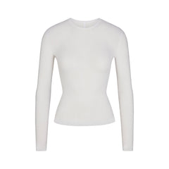 SHEER RIB LONG SLEEVE TOP | SNOW