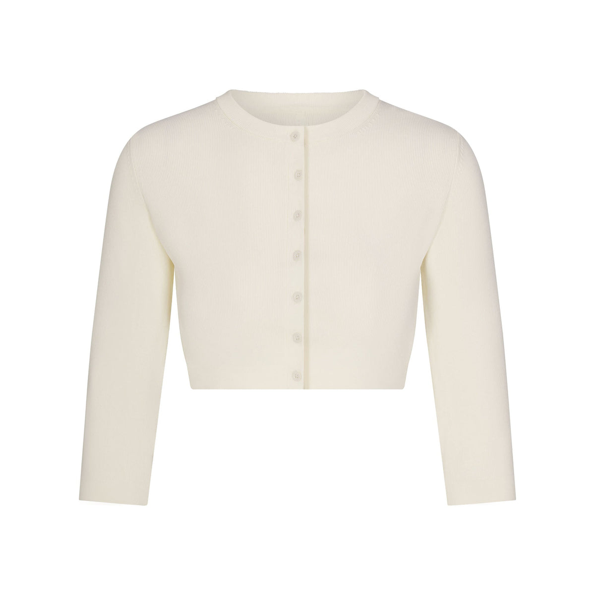 REFINED KNIT CROPPED CARDIGAN | EGRET