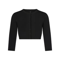 REFINED KNIT CROPPED CARDIGAN | OBSIDIAN