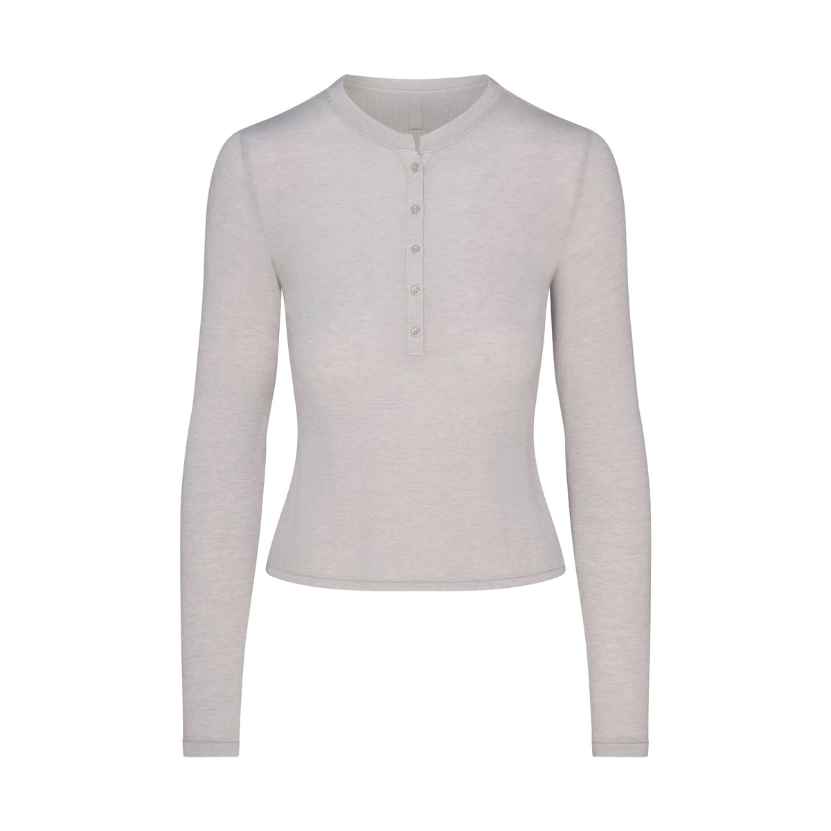 SHEER MODAL CREWNECK HENLEY | HEATHER GREY