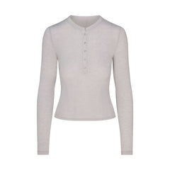SHEER MODAL CREWNECK HENLEY | HEATHER GREY
