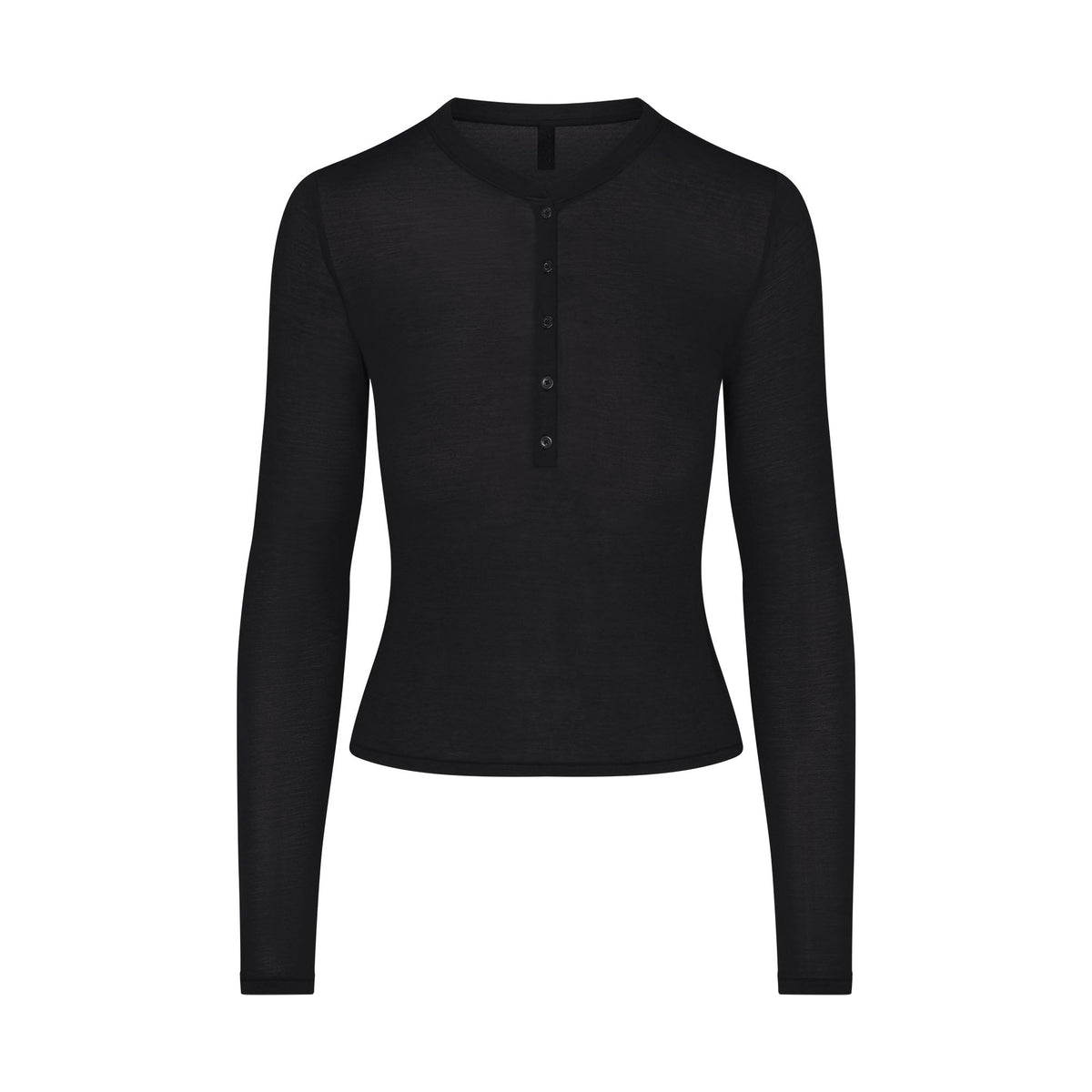 SHEER MODAL CREWNECK HENLEY | ONYX