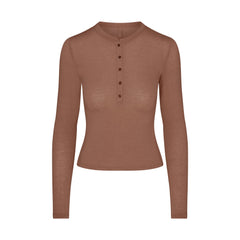 SHEER MODAL CREWNECK HENLEY | SIENNA