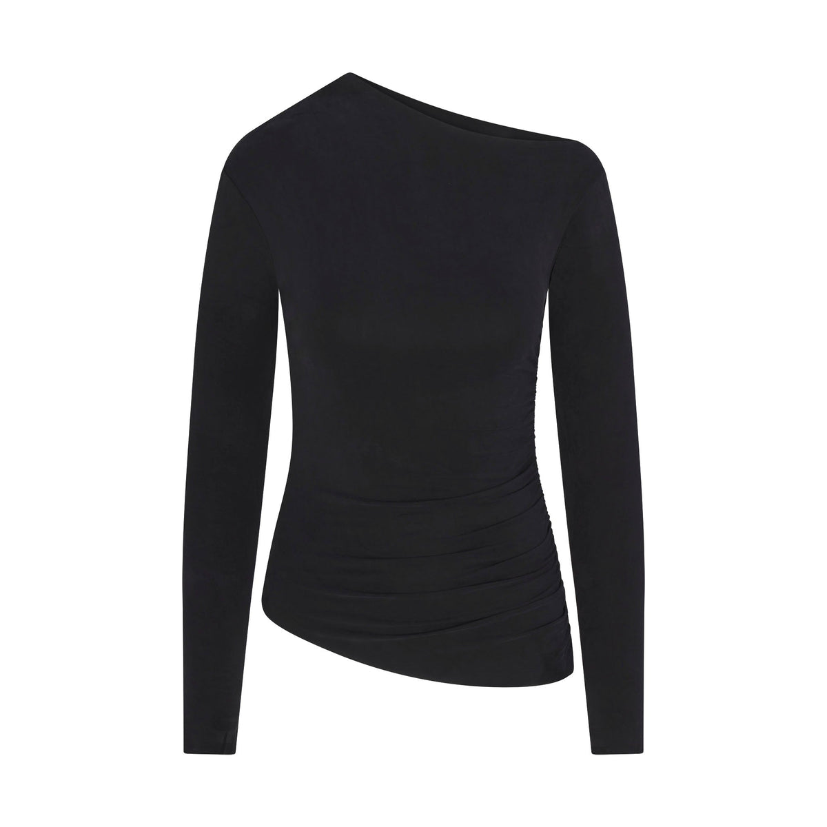 CUPRO JERSEY ASYMMETRICAL TOP | OBSIDIAN