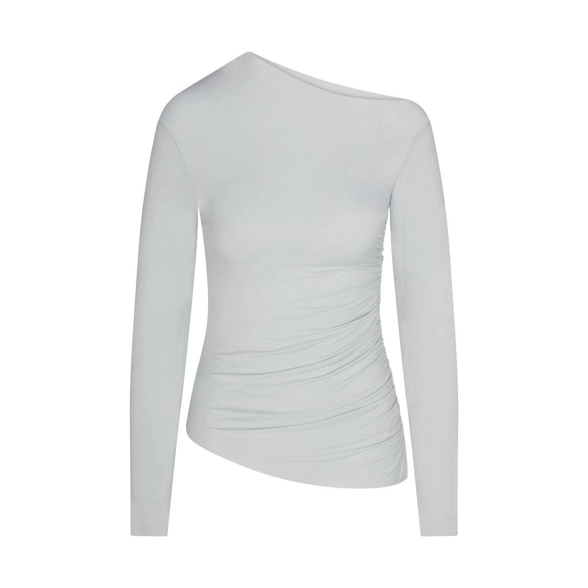 CUPRO JERSEY ASYMMETRICAL TOP | PEARL