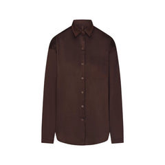 LIGHTWEIGHT SATIN OVERSIZED SHIRT | ESPRESSO